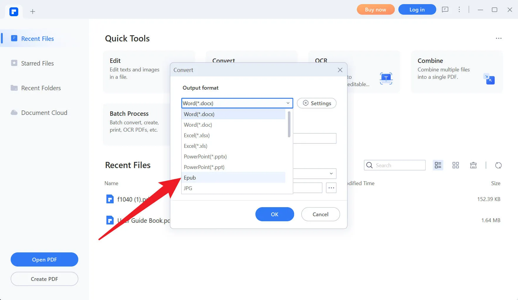 pdf to epub pdf element output format