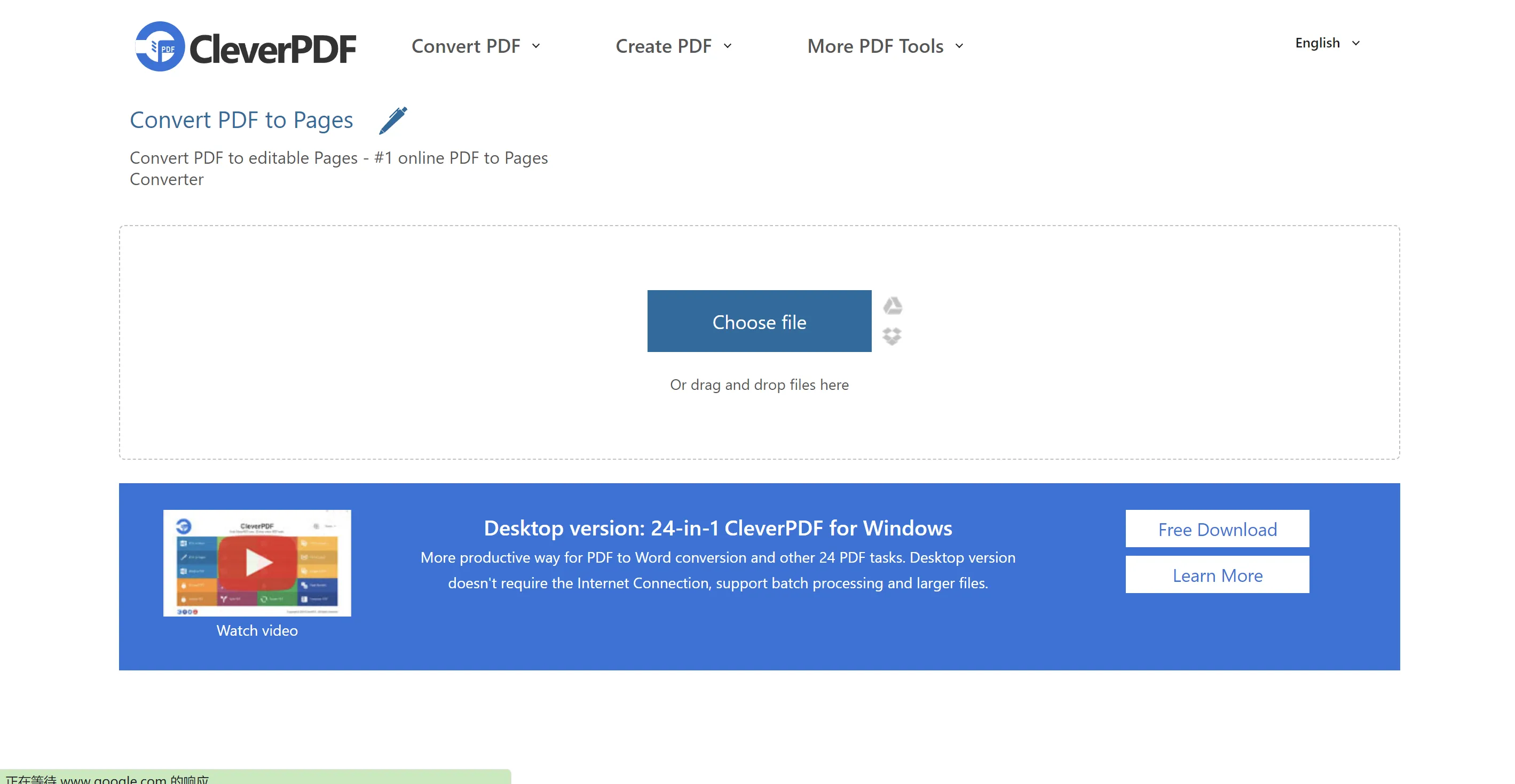 Converti PDF in Pages utilizzando CleverPDF