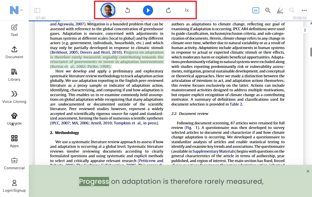 play the audio on naturalreader