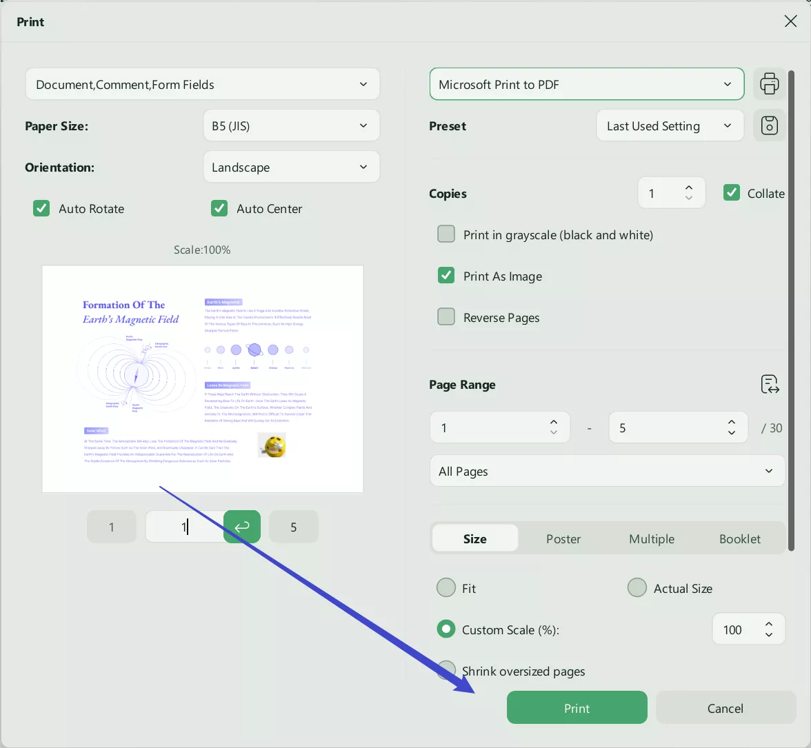 print to remove blank page from pdf with updf on windows