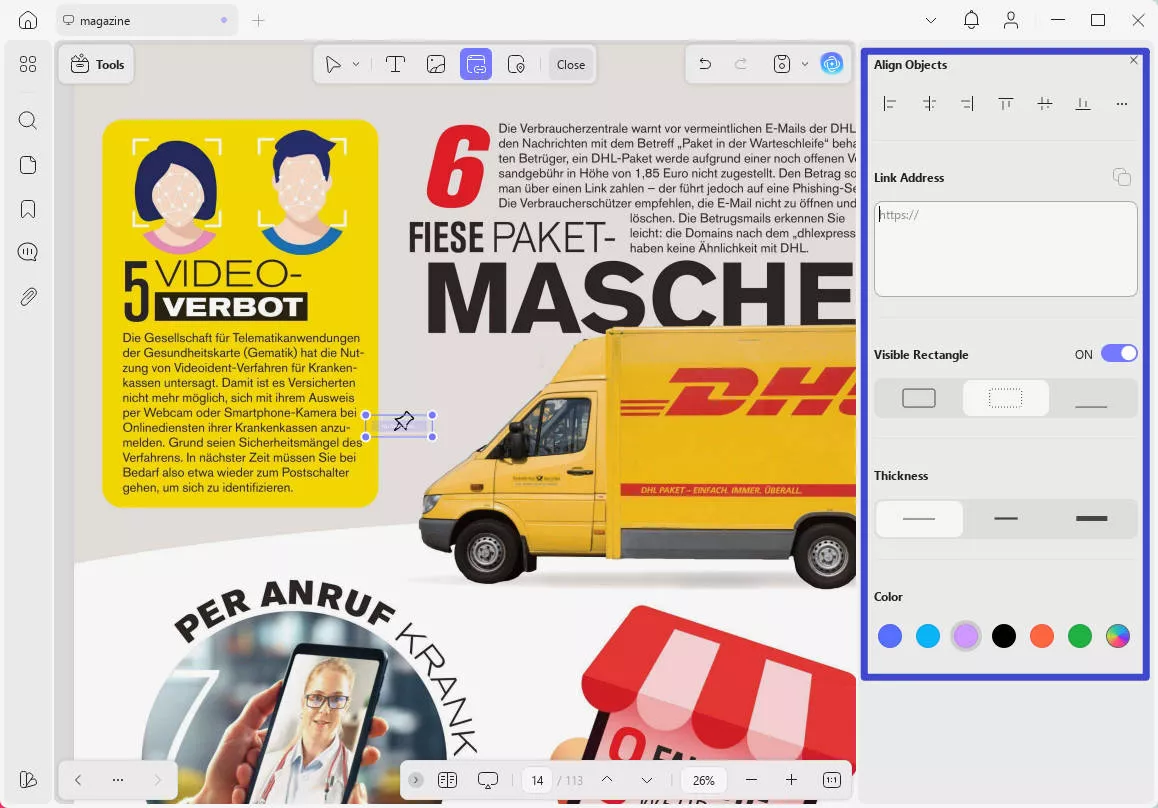click the properties button
