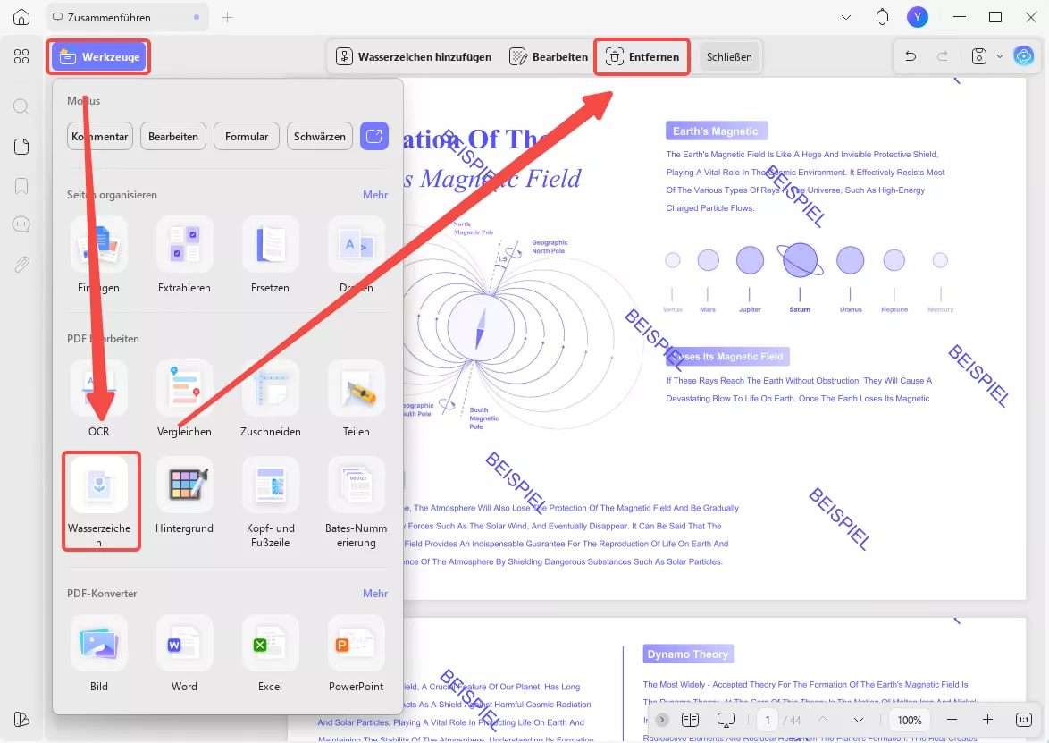 PDF Wasserzeichen entfernen UPDF