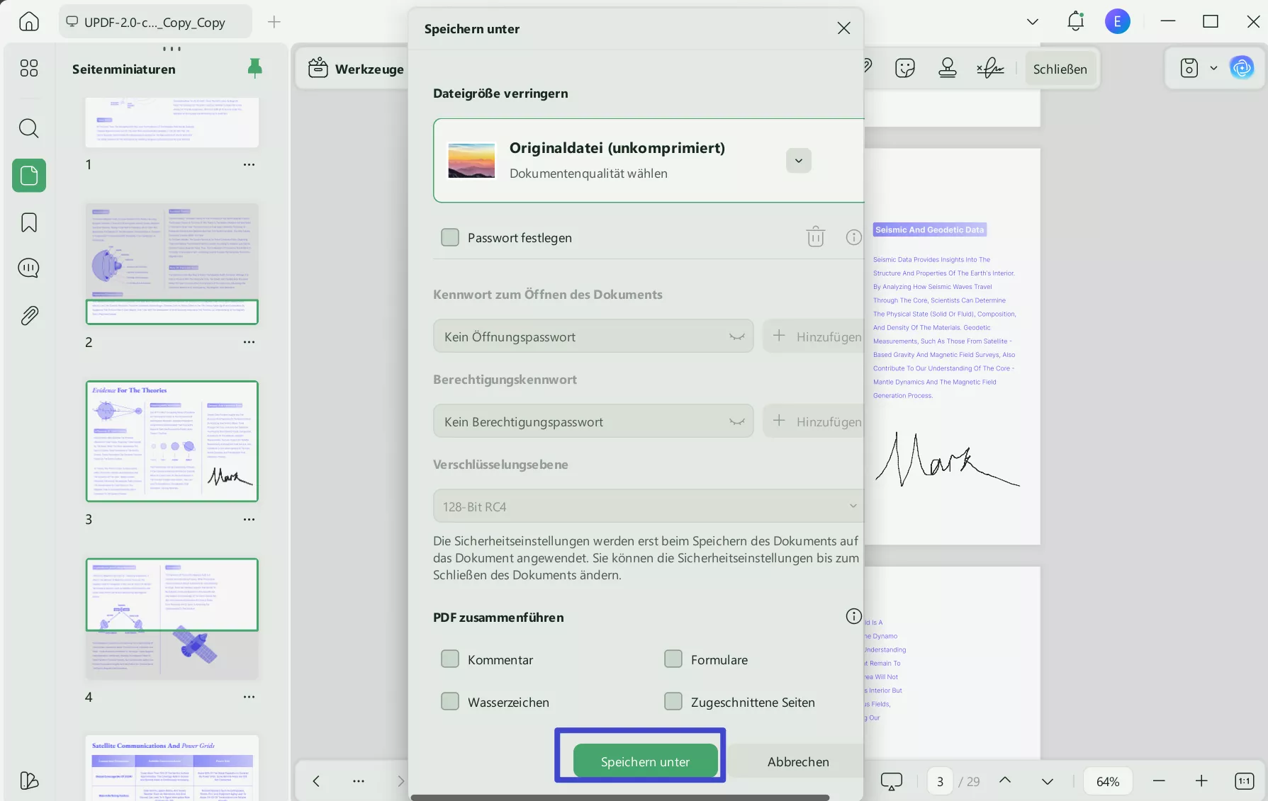 Flache Kopie speichern unter