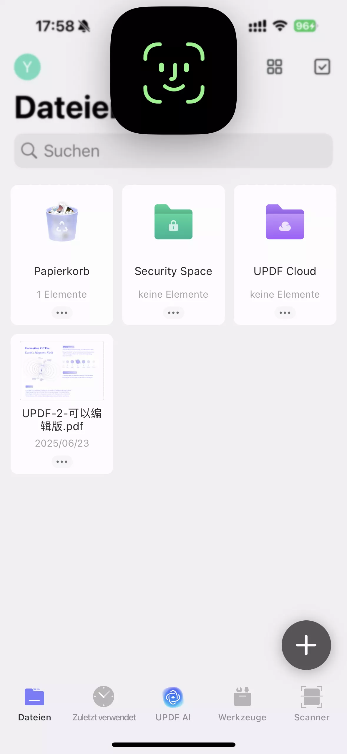 UPDF Face ID erkennen
