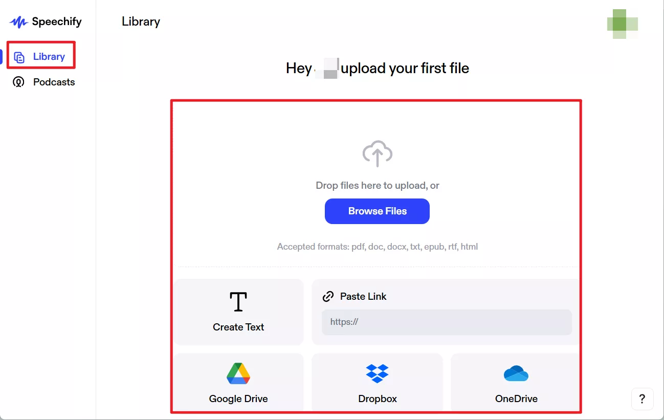 speechify upload files