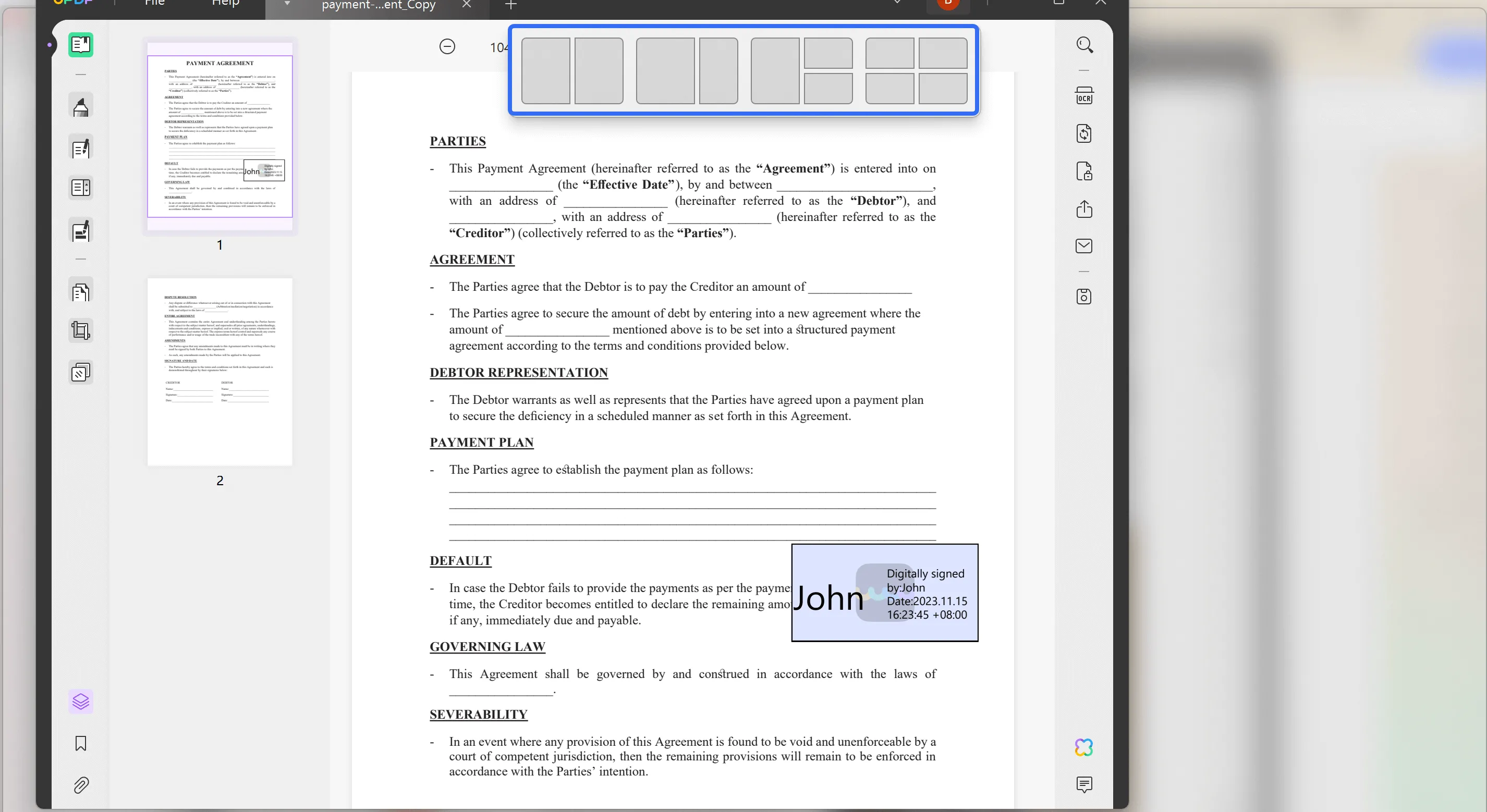 pdf side by side updf windows