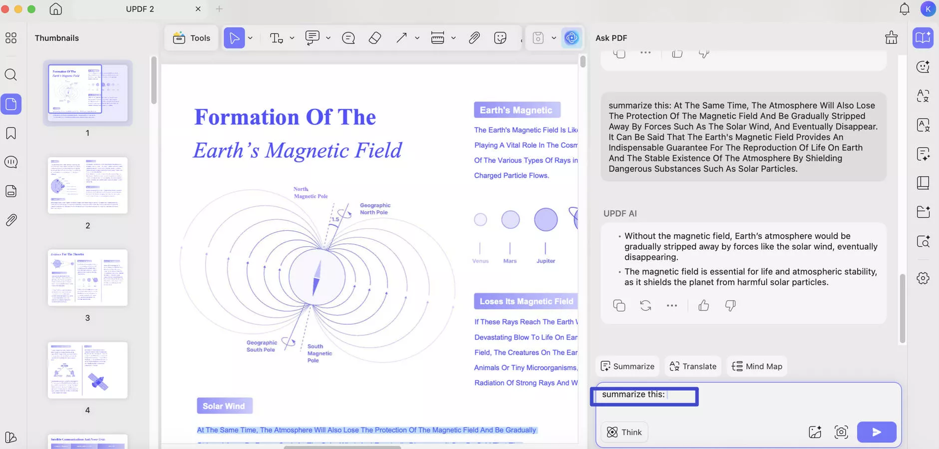 mac summarize text updf ai
