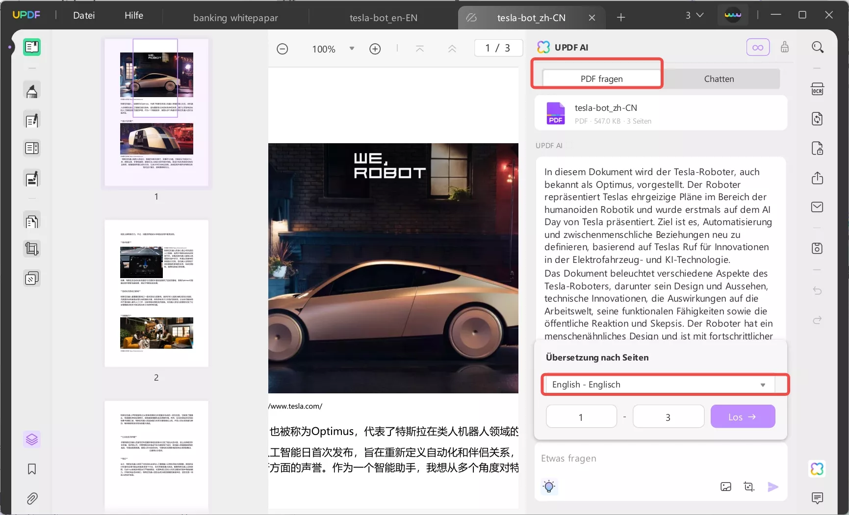 Übersetzen mit pdf fragen updf ai