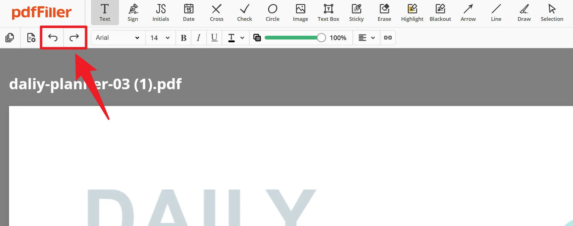 undo in pdf pdffiller