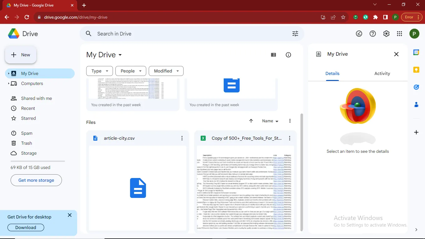 Googleドライブにファイルをアップロードする