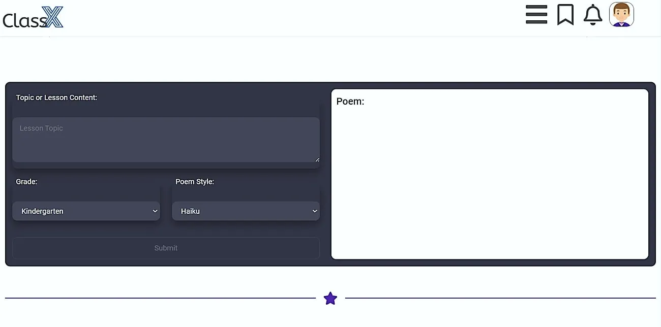 classx ai poem generator