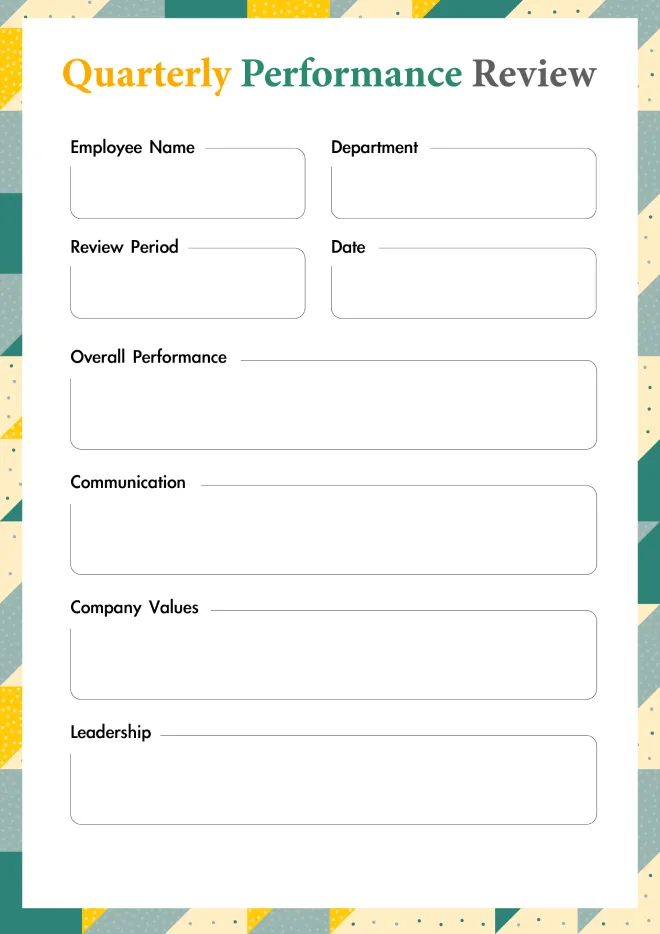 employee annual review template quarterly