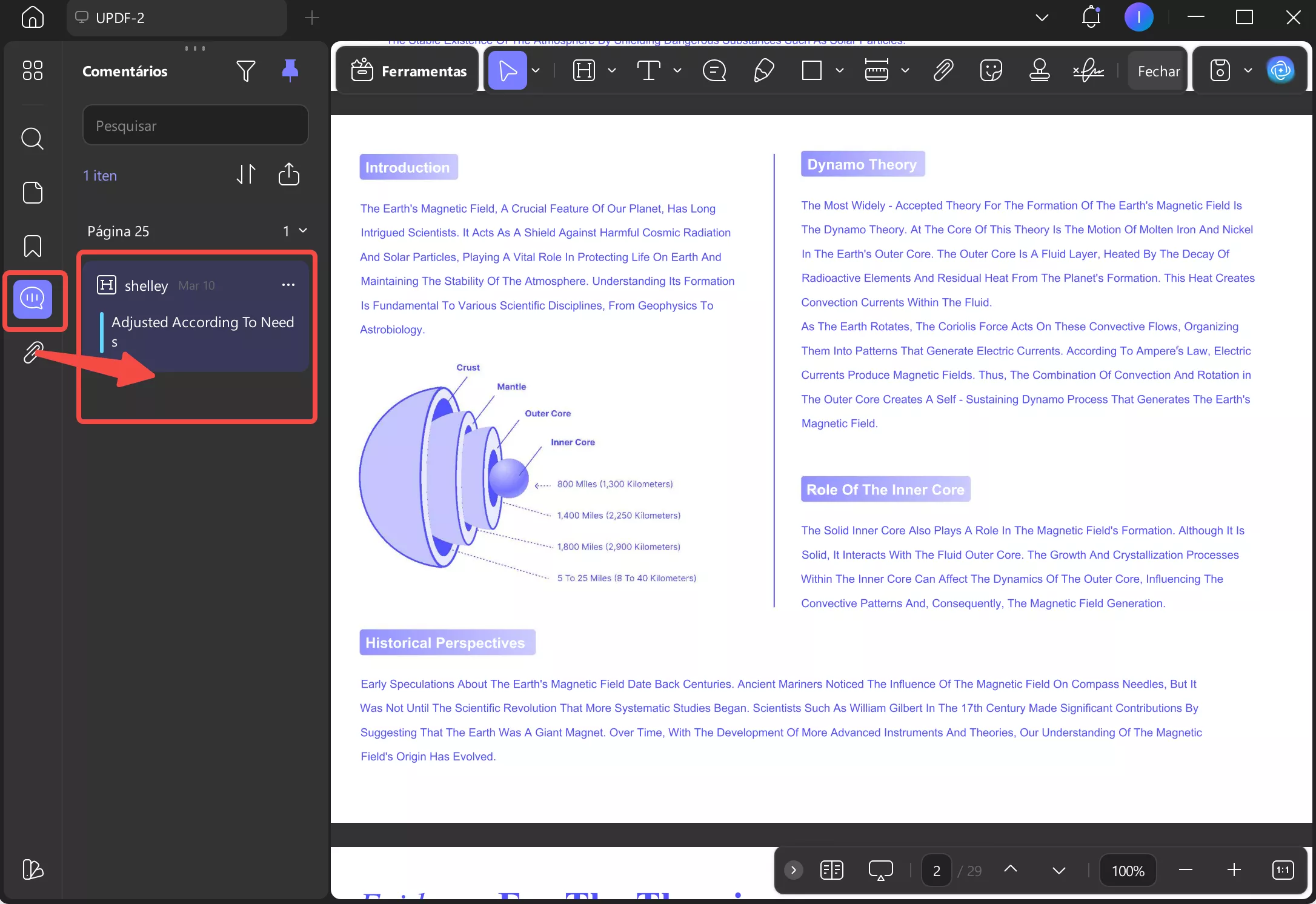 Como Visualizar Comentários no PDF