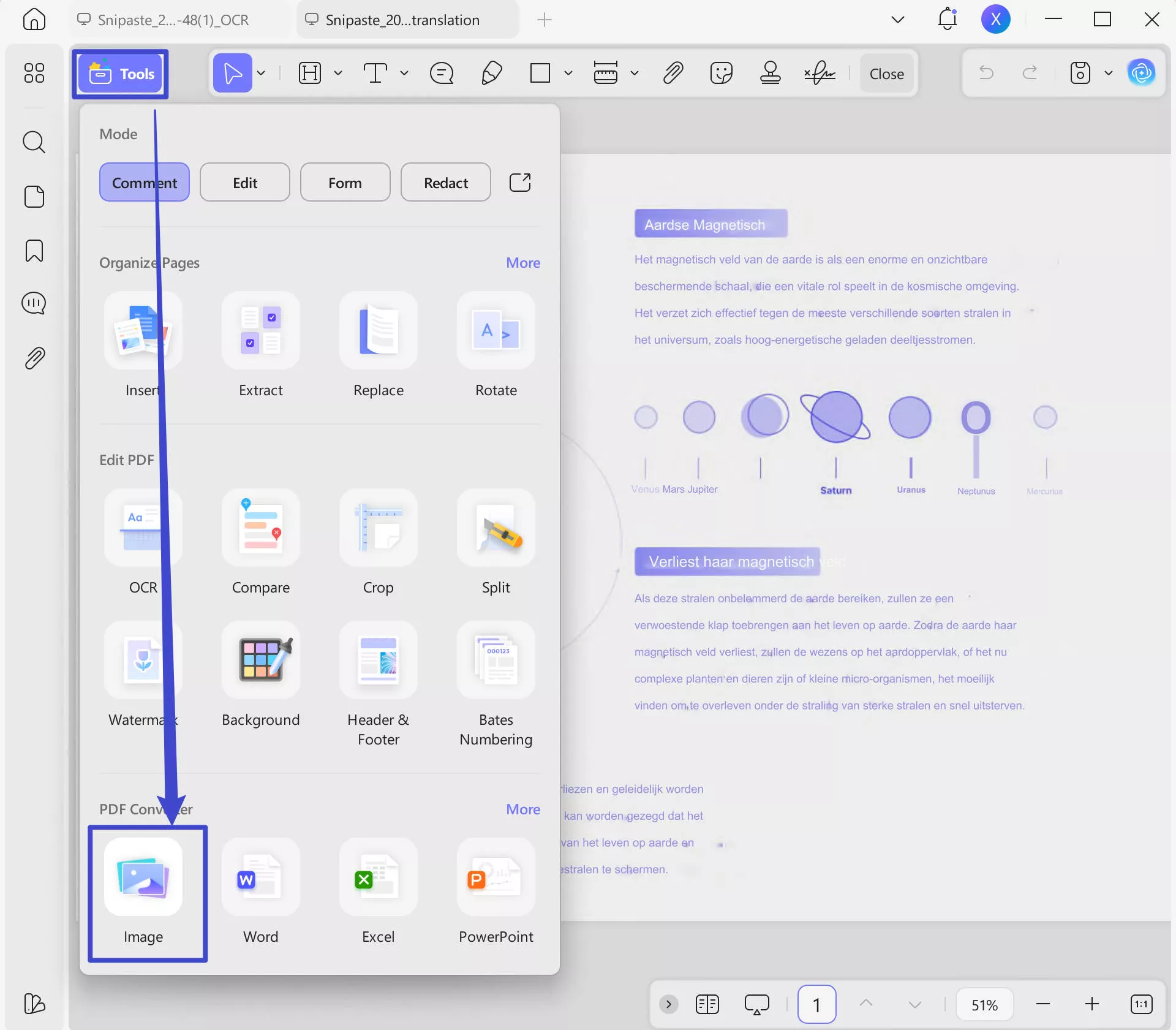 Export PDF to image with UPDF on Windows