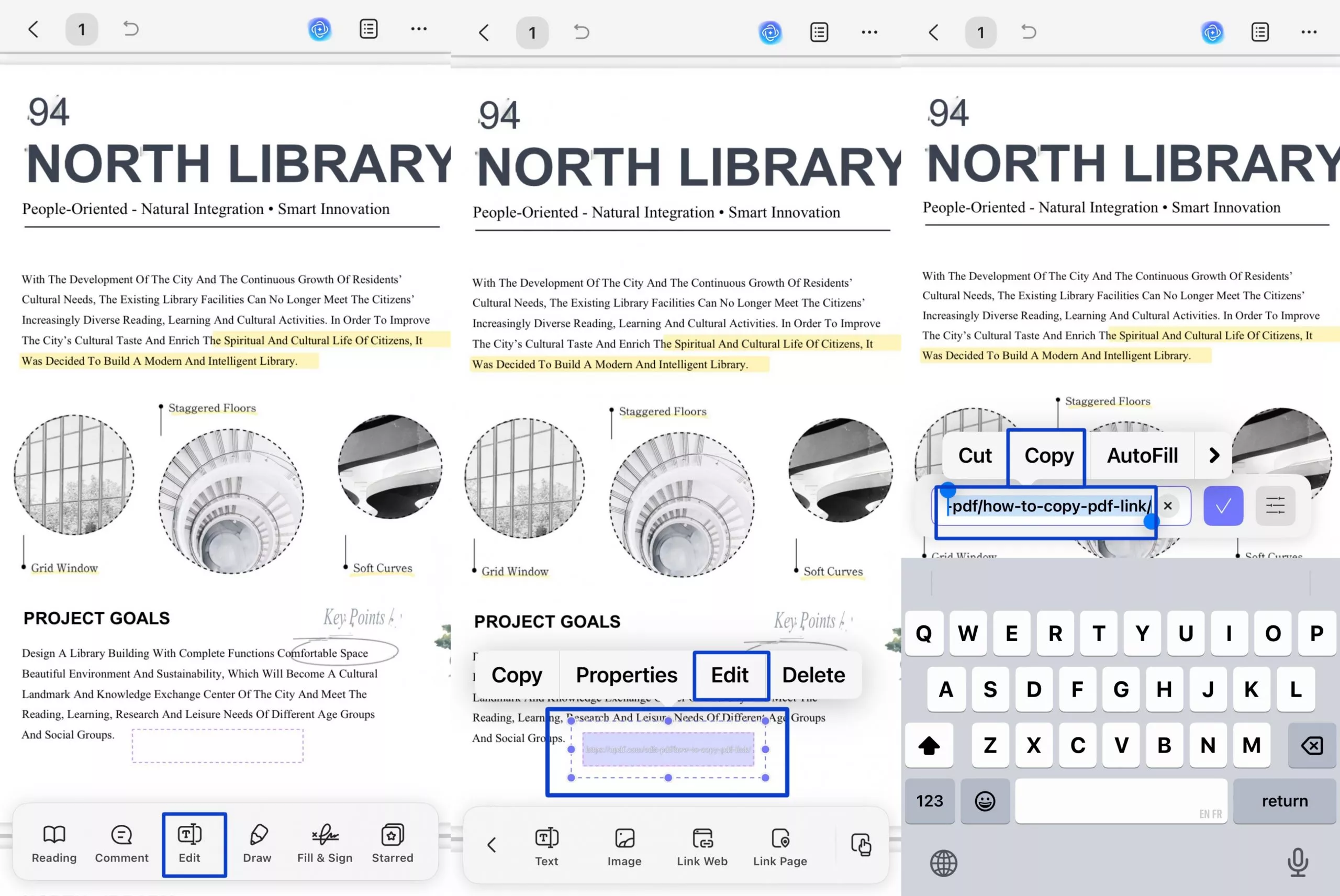 copy a link directly from a pdf on mobile