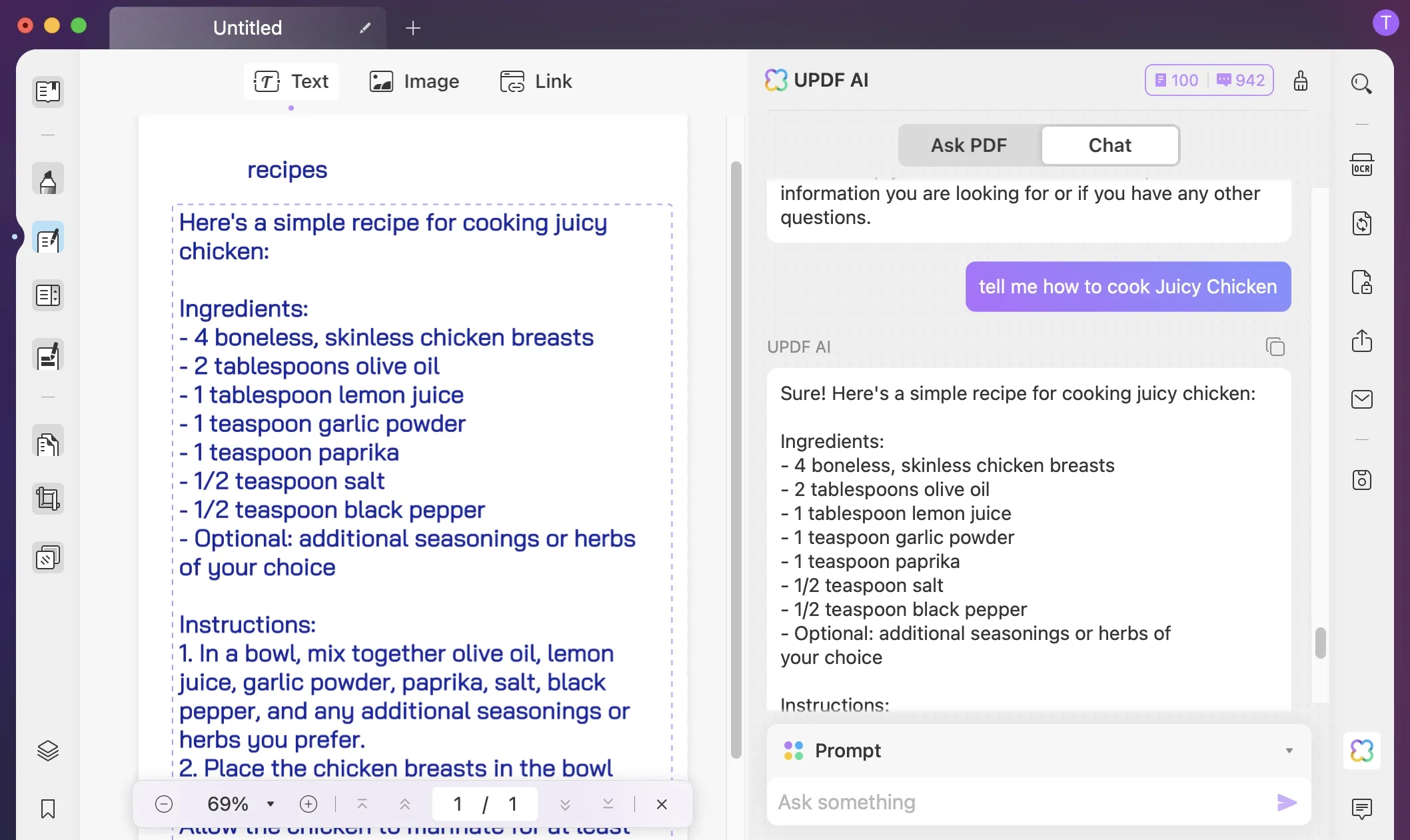 ai recipe generator copy generated content