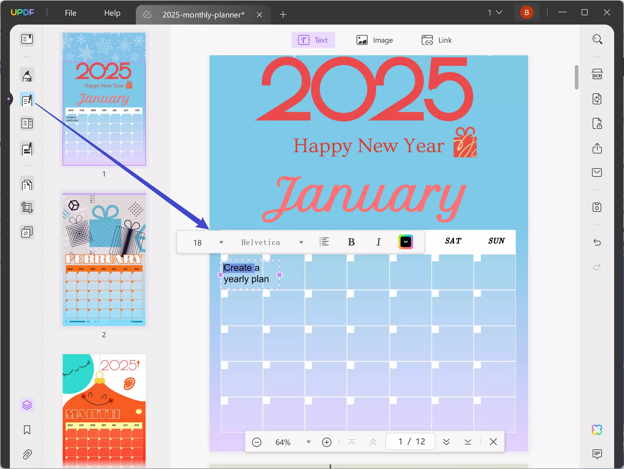edit 2025 monthly planner