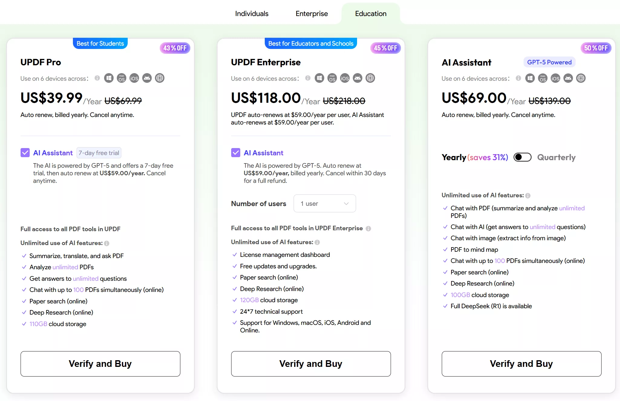 education price plan