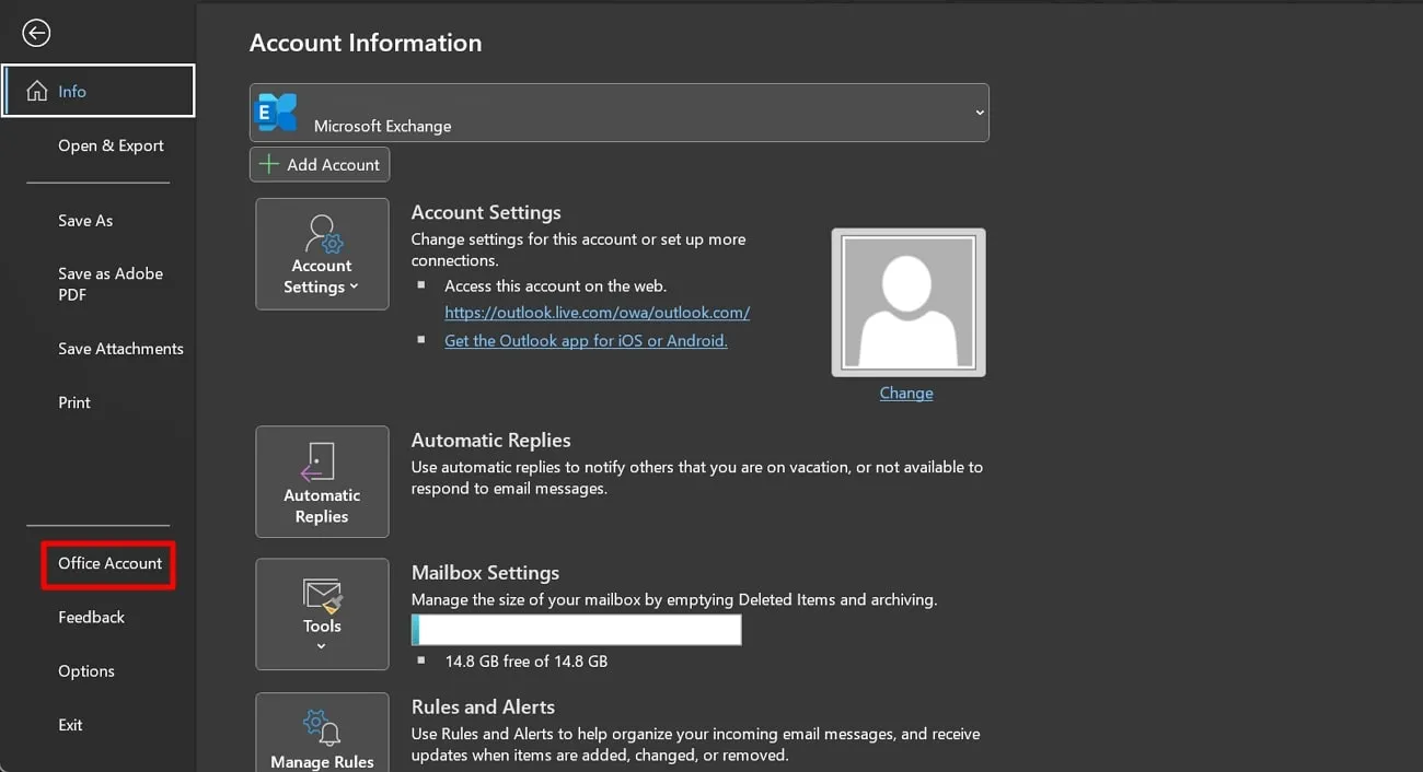 office account にアクセスしてみる