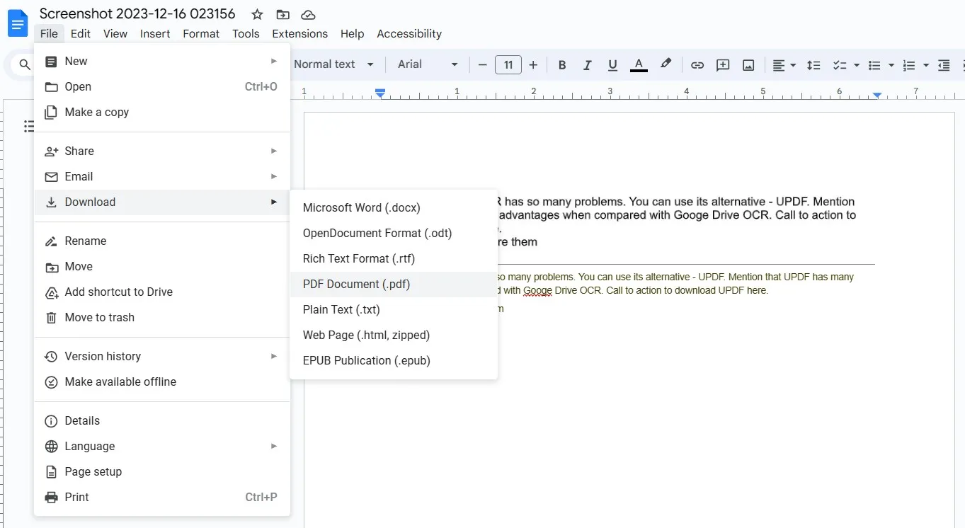 googleドライブocr pdfをダウンロード