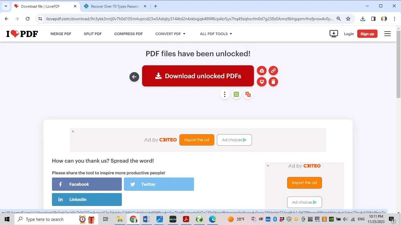 잠금 해제된 PDF 다운로드
