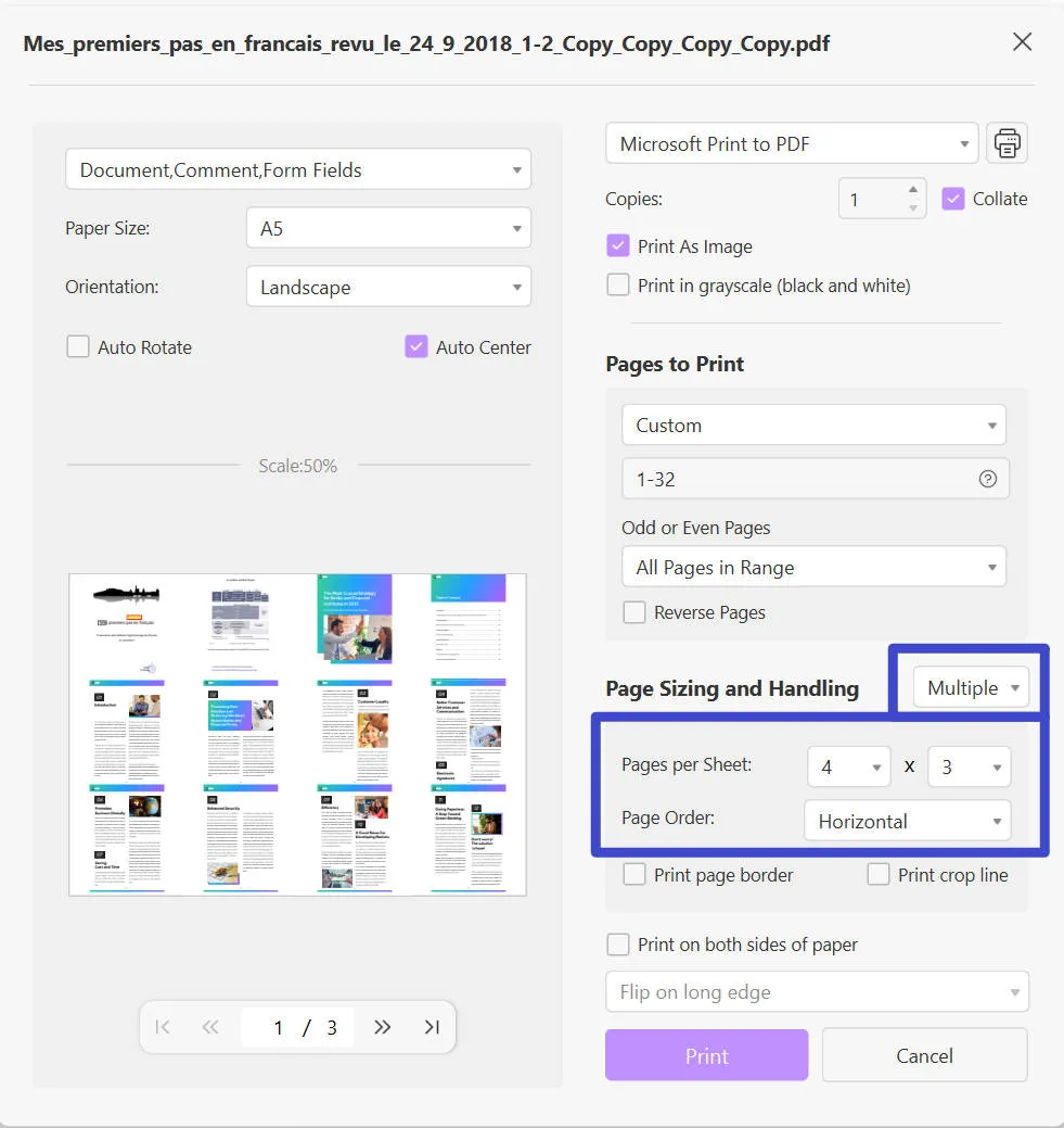 Excel إلى pdf يتناسب مع الصفحة لكل ورقة