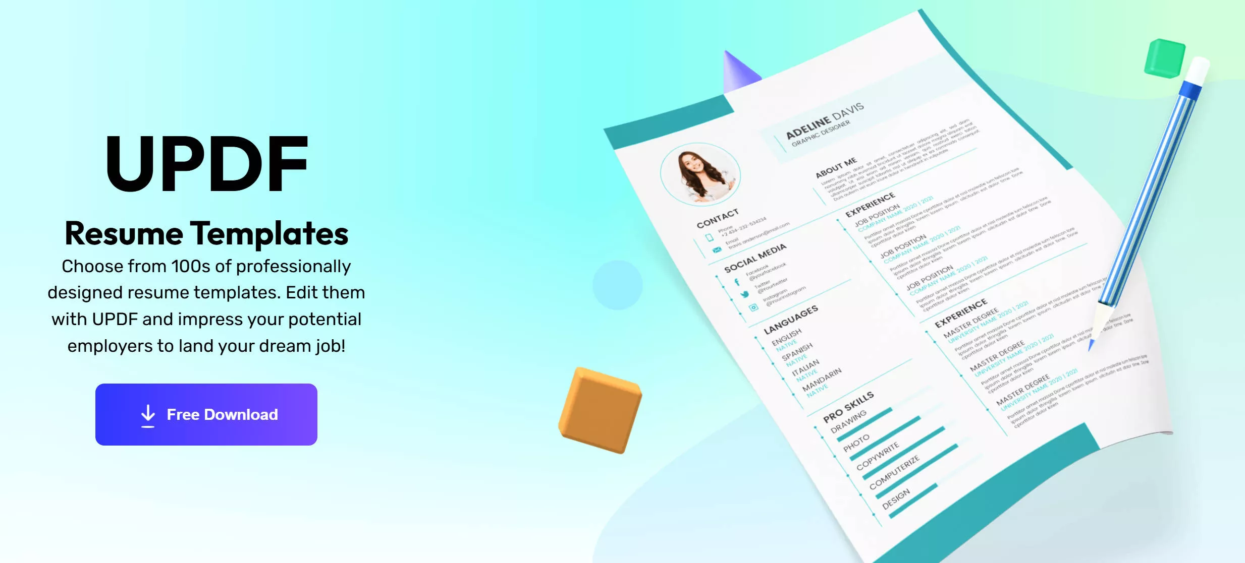 ai resume builder updf template