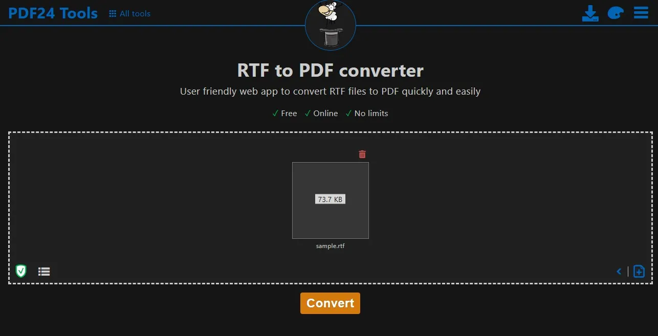 rich text format to pdf converter online PDF24