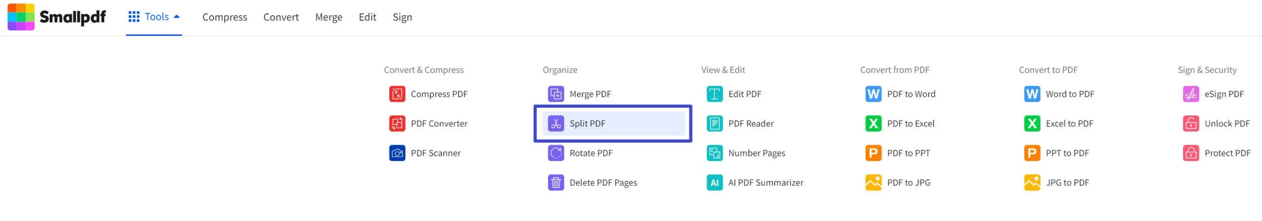 split pdf online smallpdf