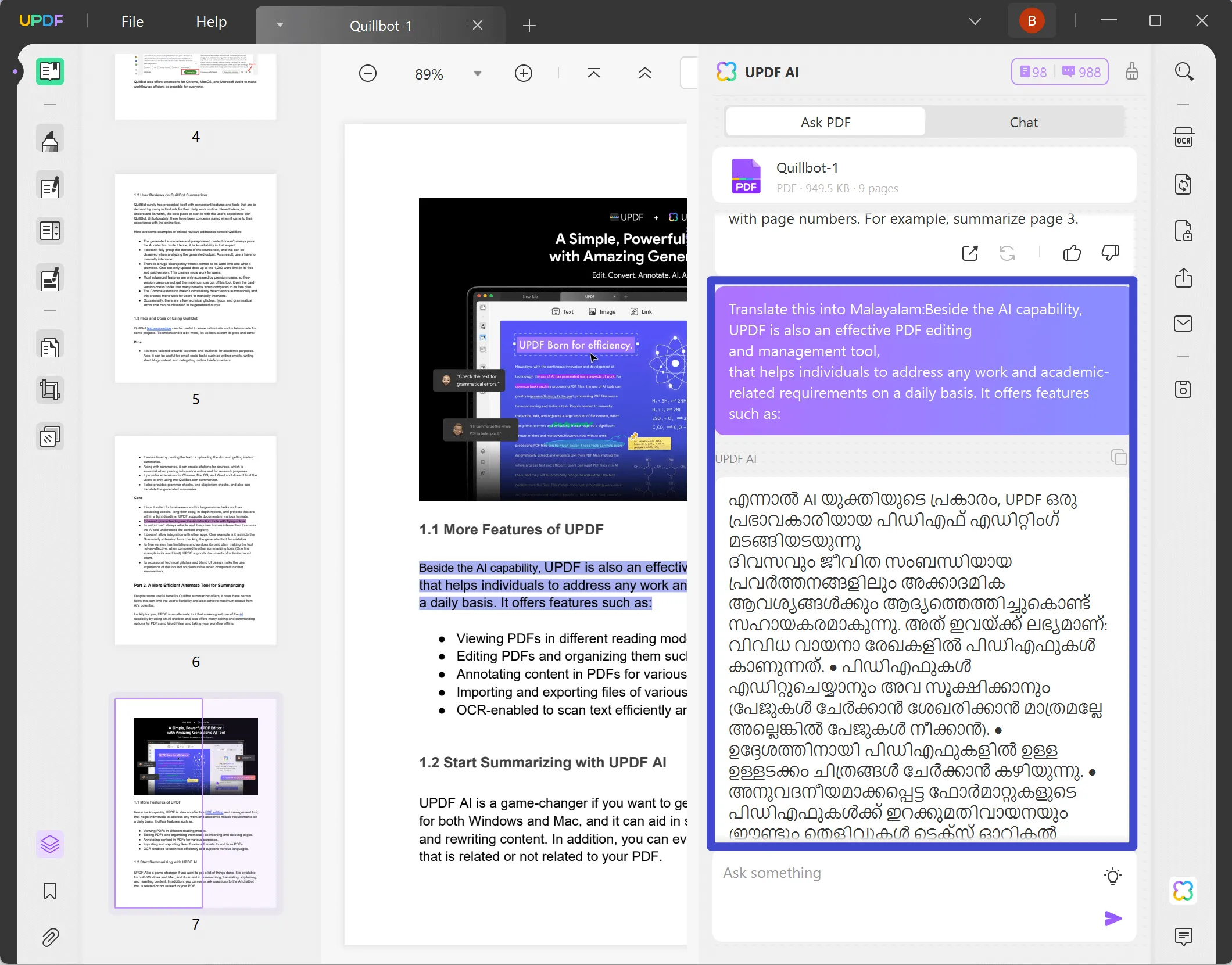 Translate English PDF to malayalam