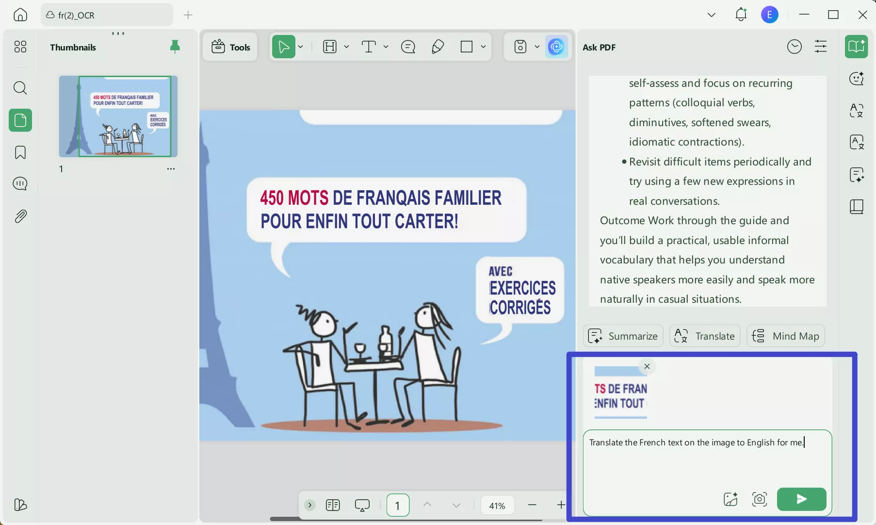 Translate French to English Image