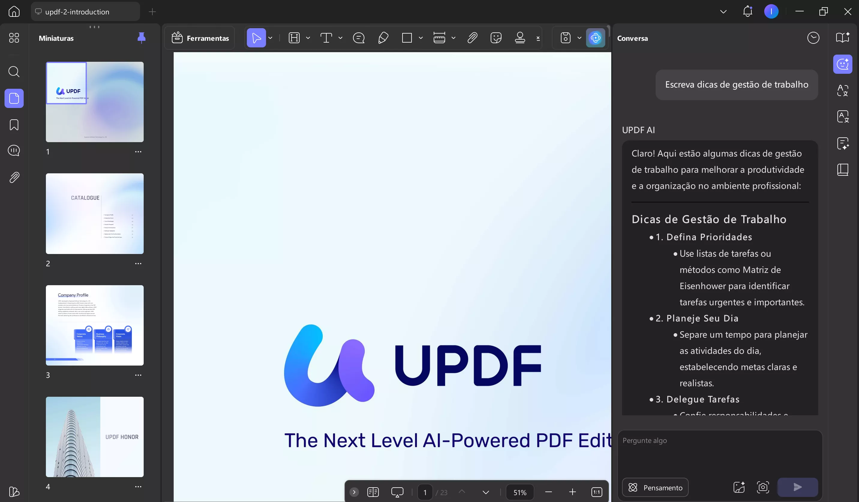 conversa em updf ai
