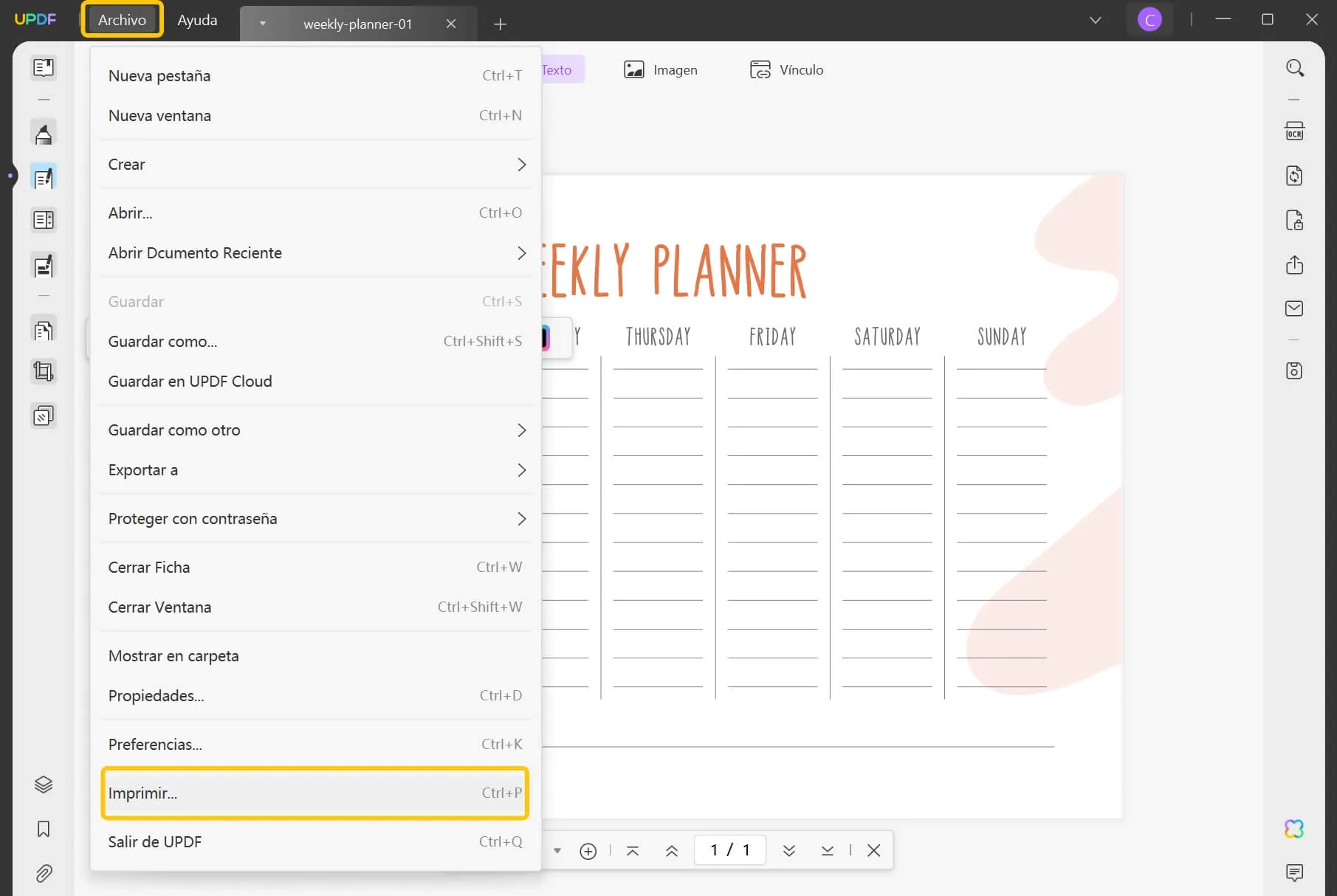 print daily schedule template