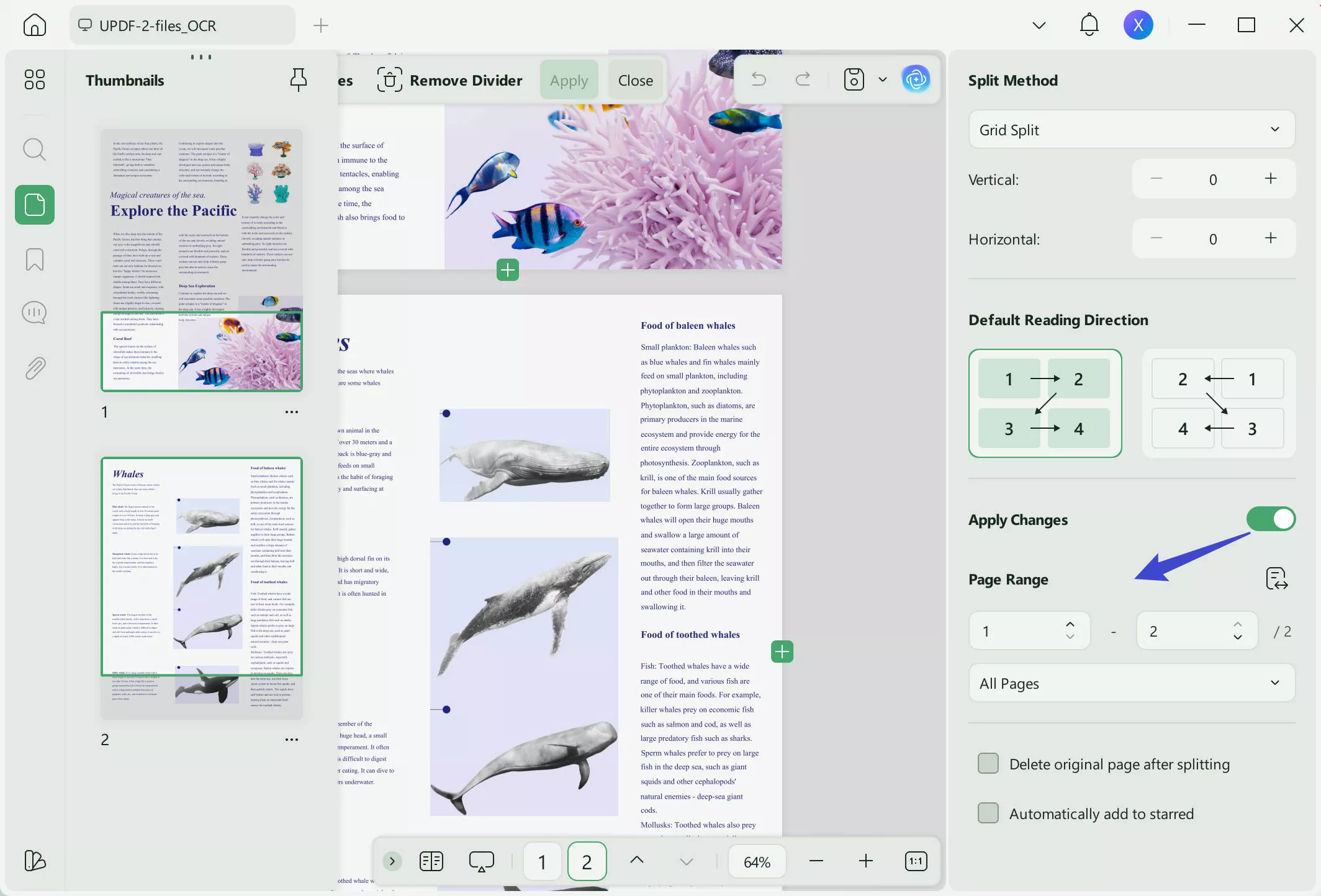 how to split a pdf page in half