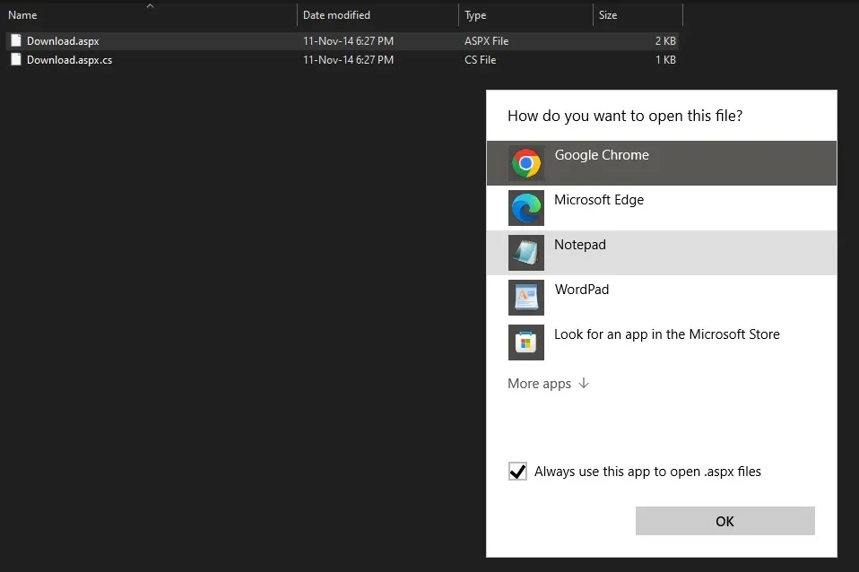 aspx a pdf open con chrome