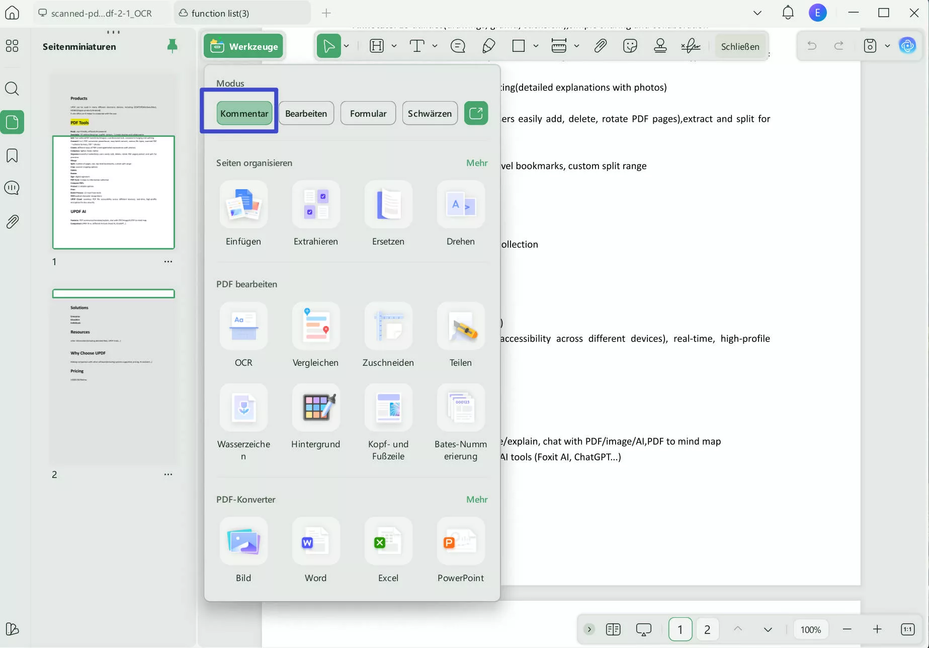 PDF nach der Korrektur beschriften