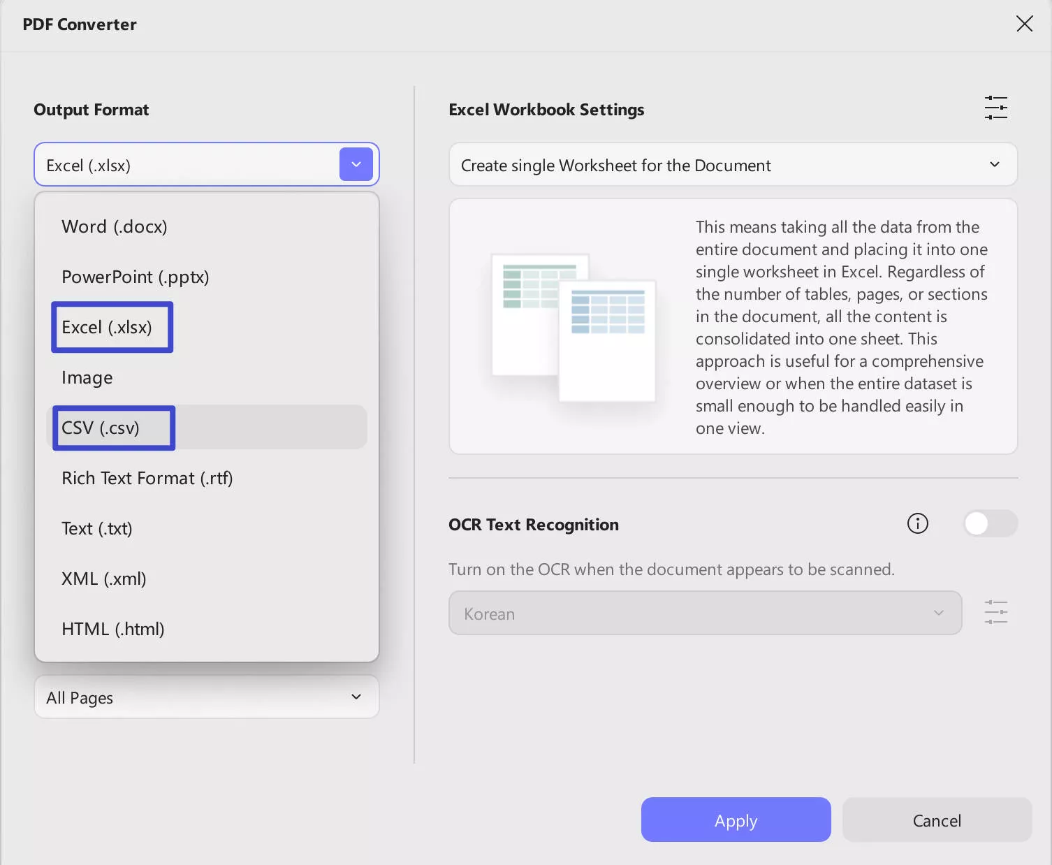 pdf bank statement to excel export icon