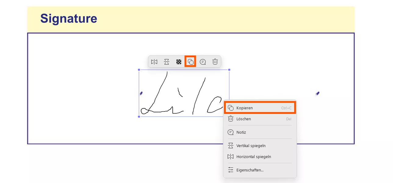 Unterschrift kopieren