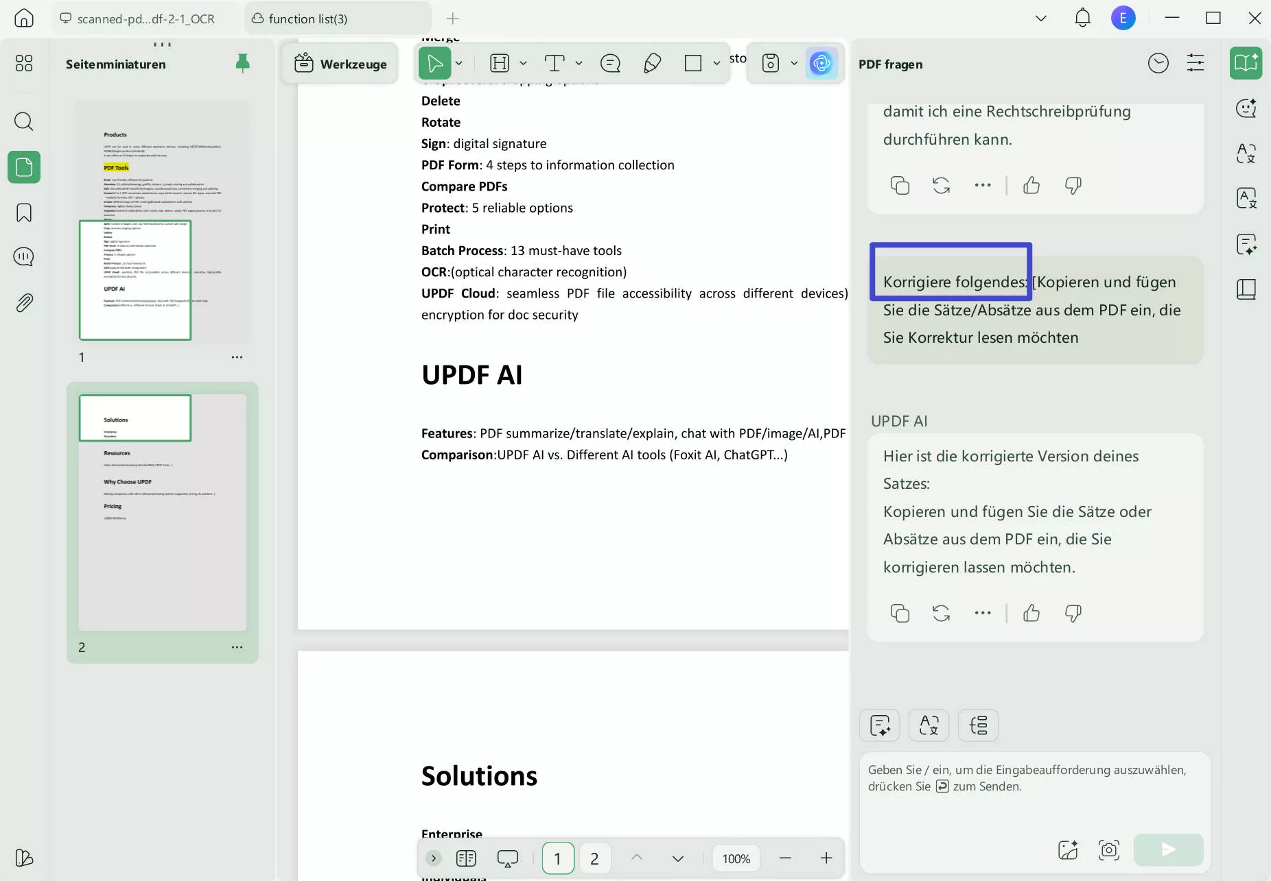 Absätze in PDF korrigieren