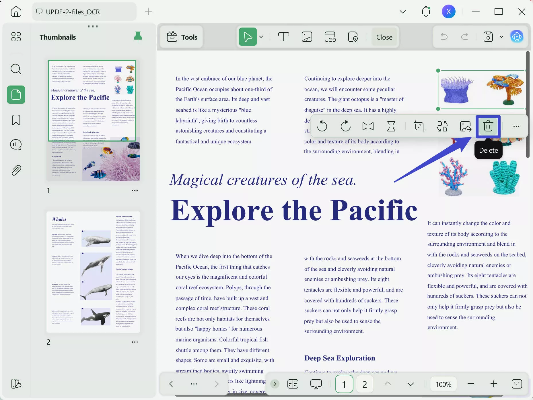 split a pdf page in half delete elements updf