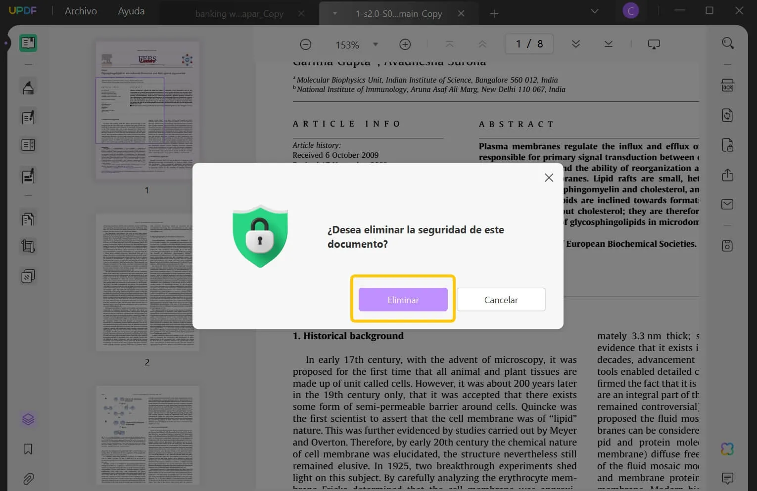 eliminar el cifrado de PDF