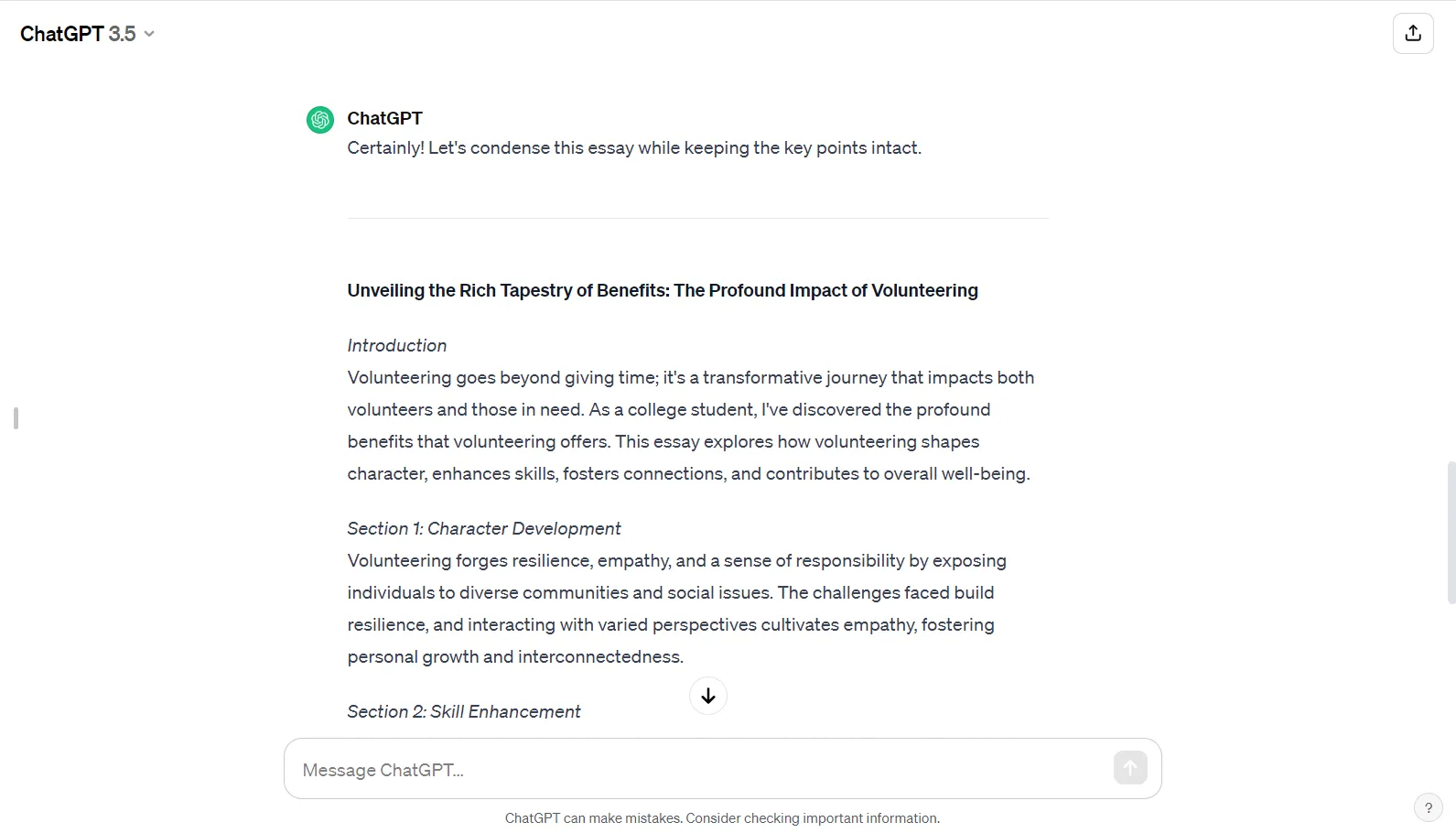 essay shortener ChatGPT