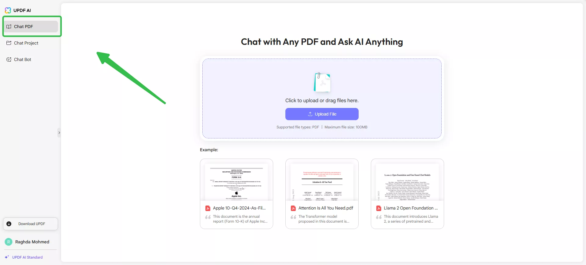 تحميل الملف إلى الدردشة pdf