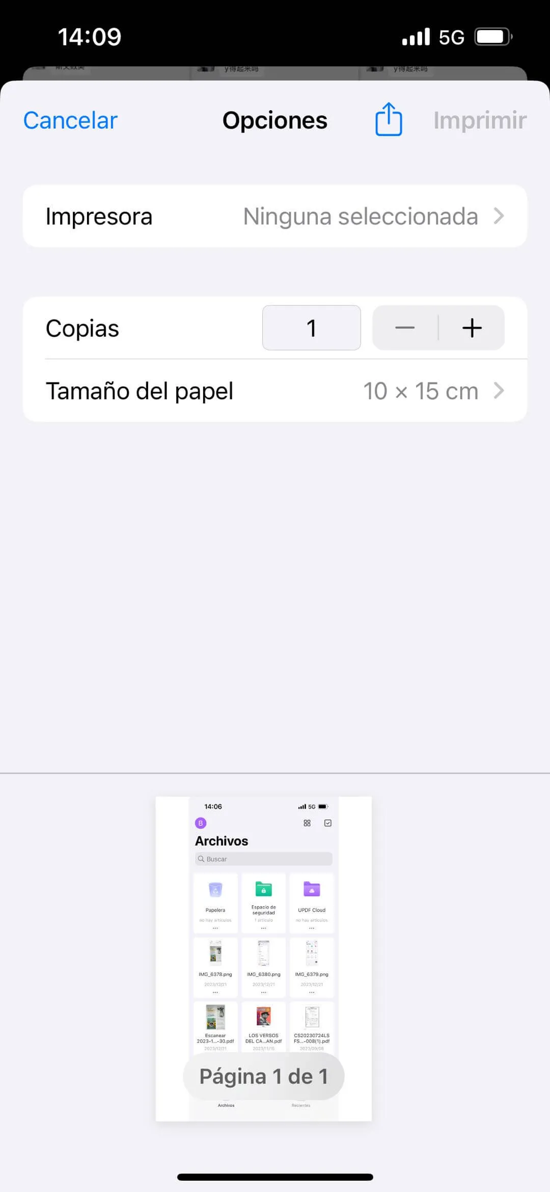 opciones de impresión convertir imágenes en pdf iphone