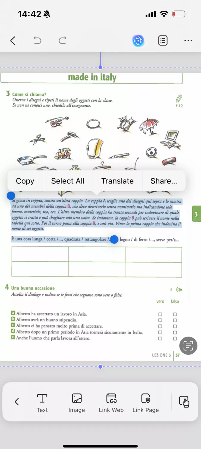 on the OCRed PDF, you can select the text that you want to translate and choose the "Translate" option