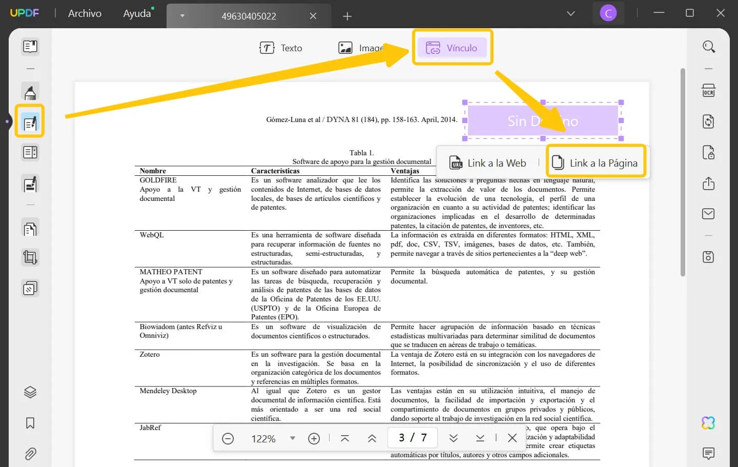 haga clic en el icono de enlace