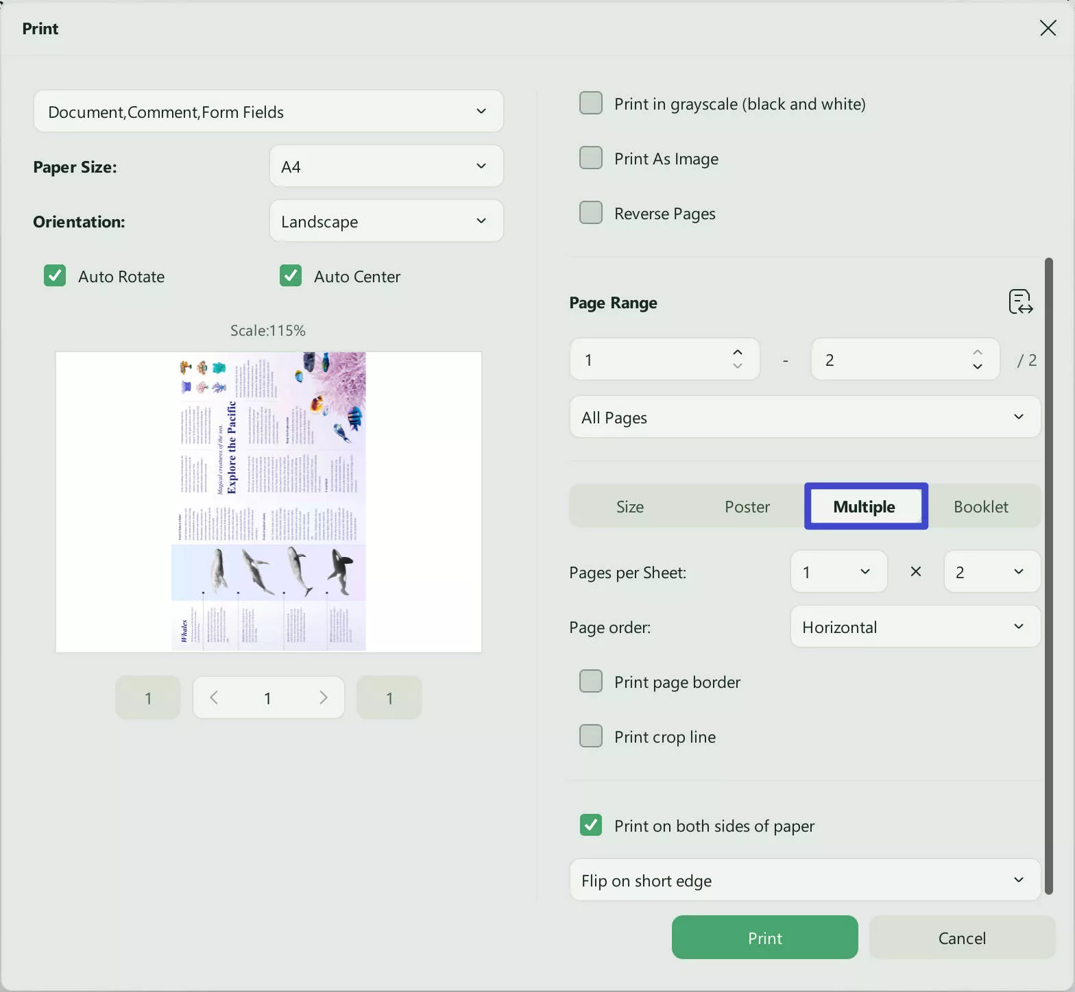 pdf multiple pages per sheet choose multiple