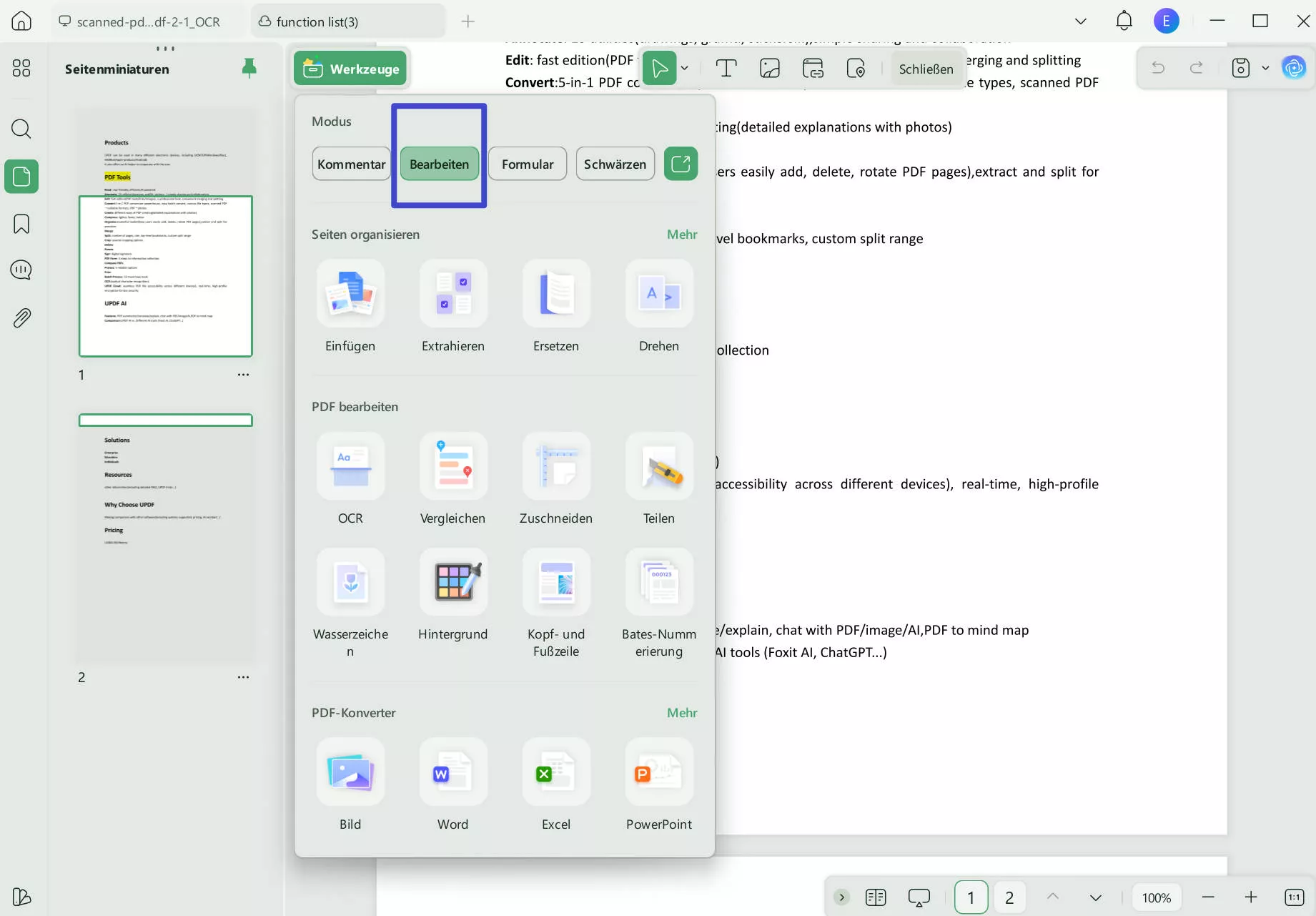 PDF nach der Korrektur bearbeiten