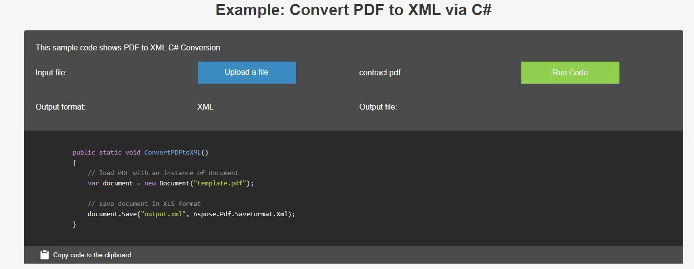 pdf to xml online aspose