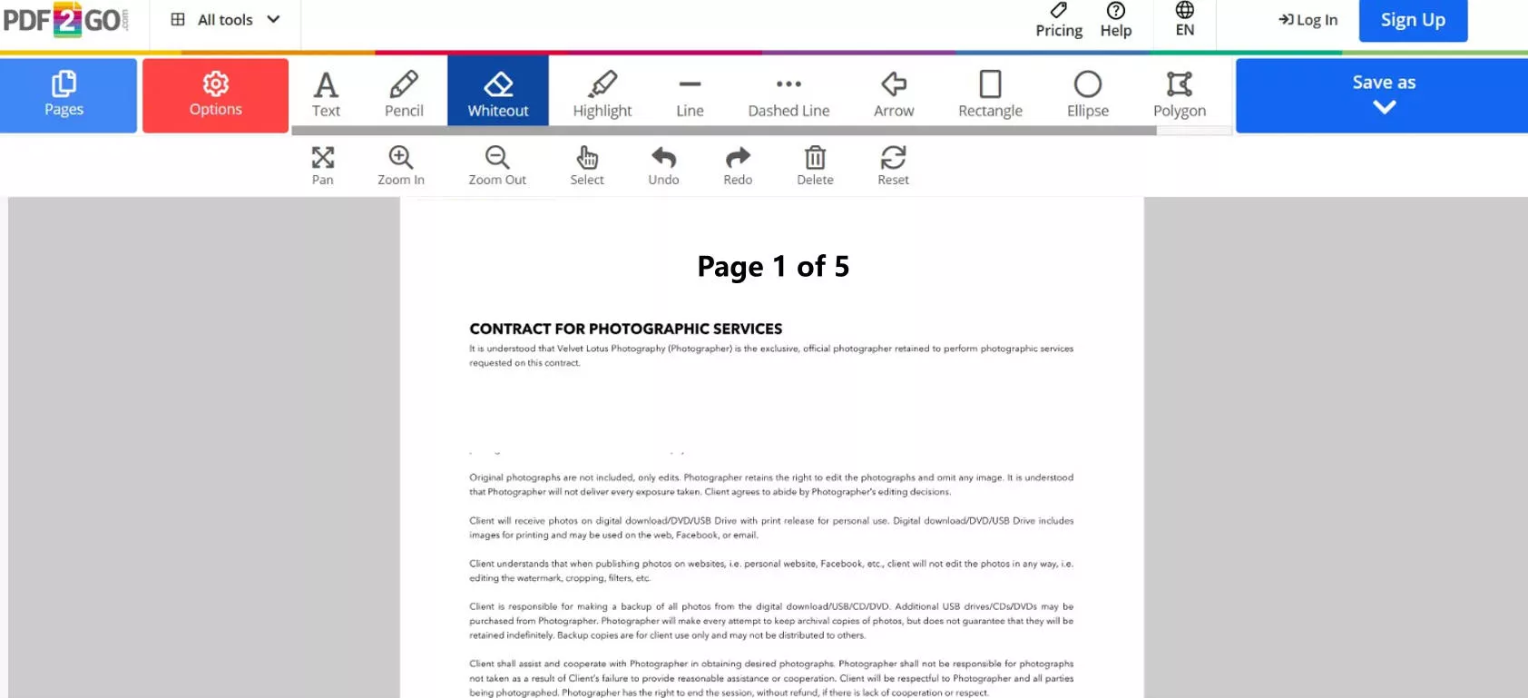 whiteout pdf online pdf2go save as